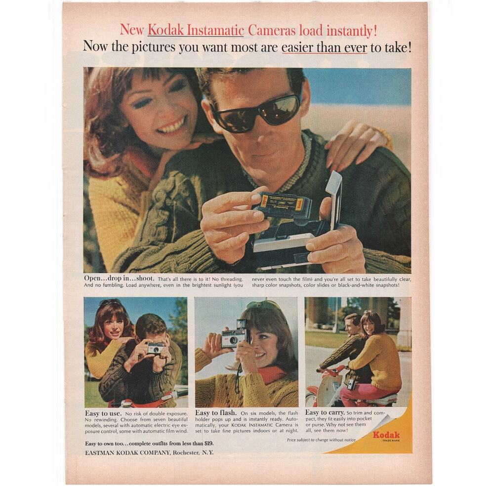 Kodak Instamatic Camera Magazine Advertisement 1960s Photography Film Scooter